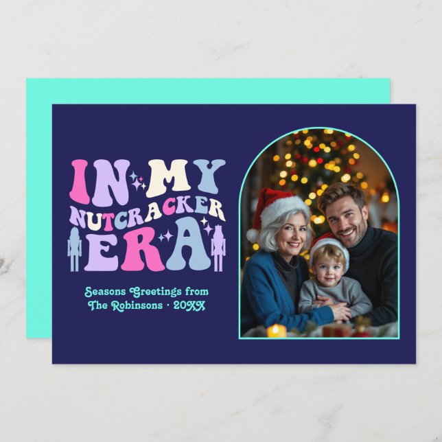 Tarjeta Festiva Indigo Disco In My Nutcracker Era Christmas Photo (Anverso / Reverso)