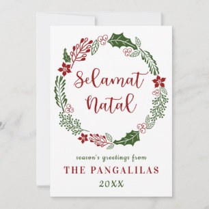 Tarjeta Festiva Indonesio Feliz Navidad, Personalizado