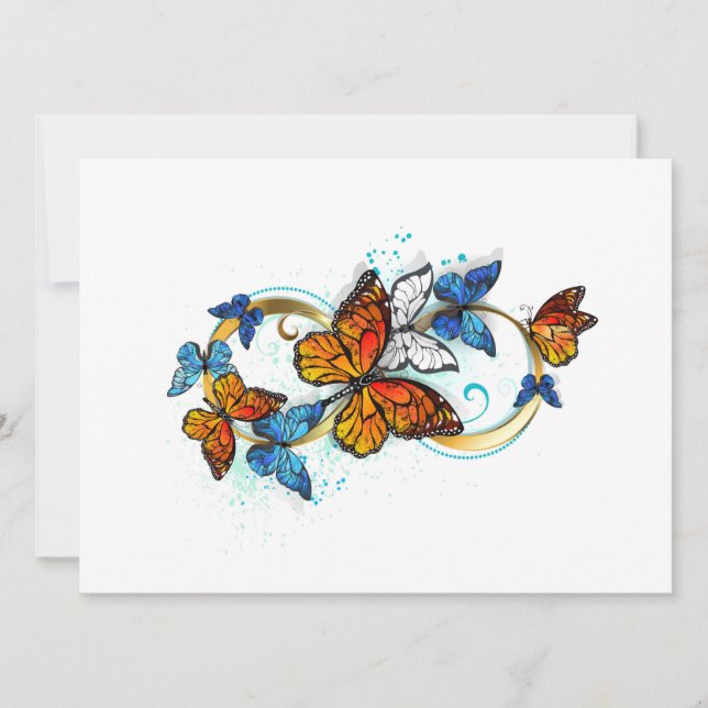 Tarjeta Festiva Infinidad de Mariposas Monarca (Anverso)