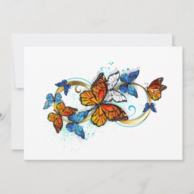 Tarjeta Festiva Infinidad de Mariposas Monarca (Anverso)
