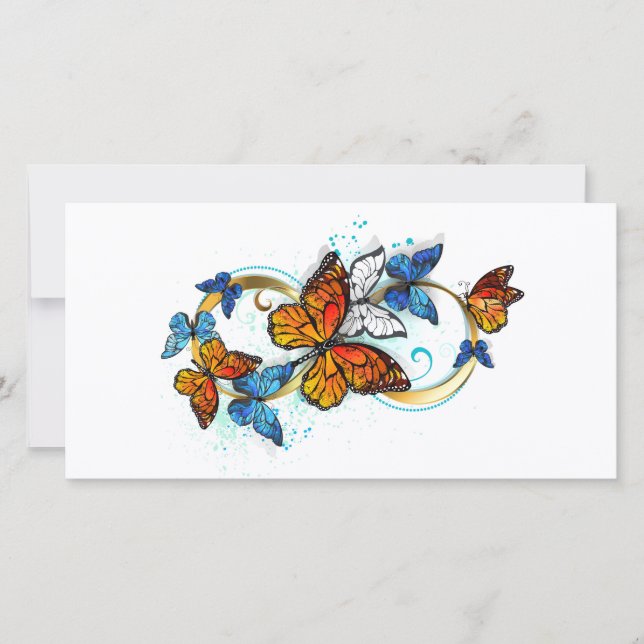 Tarjeta Festiva Infinidad de Mariposas Monarca (Anverso)
