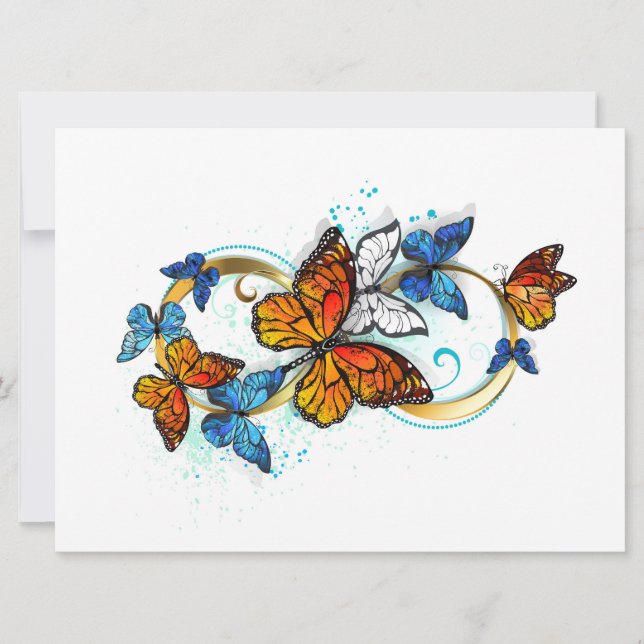 Tarjeta Festiva Infinidad de Mariposas Monarca (Anverso)