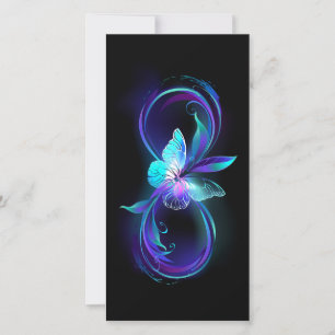 Tarjeta Festiva Infinito brillante con mariposa mágica