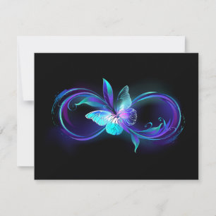 Tarjeta Festiva Infinito brillante con mariposa mágica