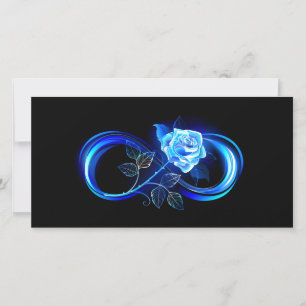 Tarjeta Festiva Infinito brillante con rosa azul