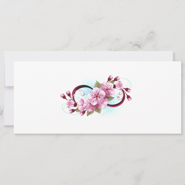Tarjeta Festiva Infinito con flores de cerezo en flor (Anverso)