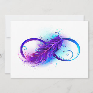 Tarjeta Festiva Infinito con pluma púrpura