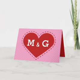 Tarjeta Festiva Iniciales cardíacas con título de el día de San Va