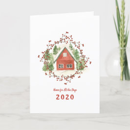 Tarjeta Festiva Inicio para todos los días | Casa de Navidades roj