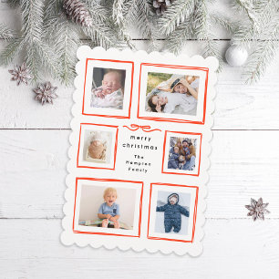 Tarjeta Festiva Inky Frames Red Bow Merry Christmas Collage Foto