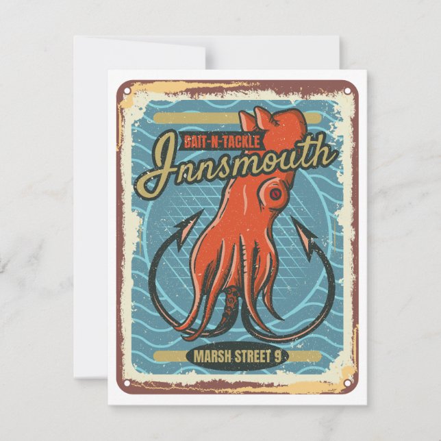 Tarjeta Festiva Innsmouth Bait and Tackshing Lovecraft (Anverso)