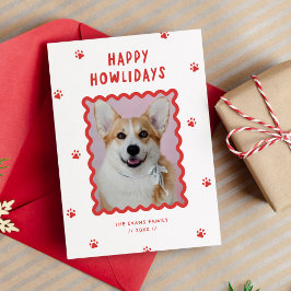 Tarjeta Festiva Inserción de foto de perro de Happy Howlidays escr