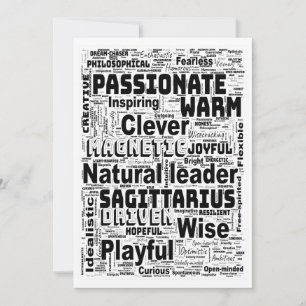 Tarjeta Festiva Inspiración de Nube de Palabras del Zodiaco Sagita