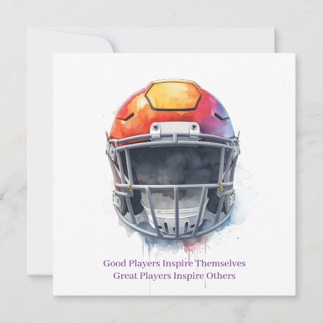 Tarjeta Festiva Inspirational Motivational Football Helmet  (Anverso)