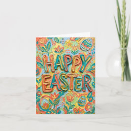 Tarjeta Festiva Inspiring Happy Easter Floral Impasto Painting Art