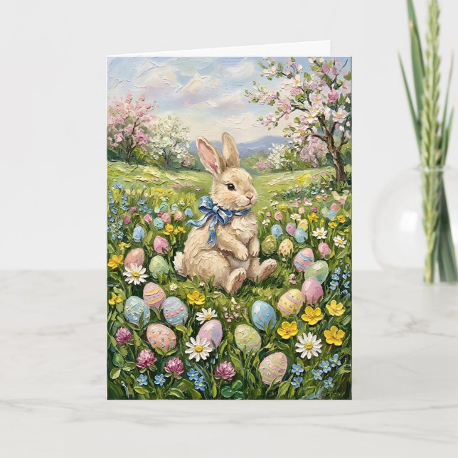 Tarjeta Festiva Inspiring Spring Easter Eggs And Bunny (Anverso)