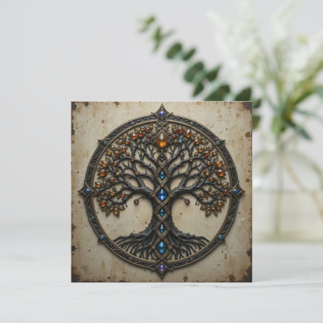 Tarjeta Festiva Instant Download Celtic Tree Greeting Card (Anverso de pie)