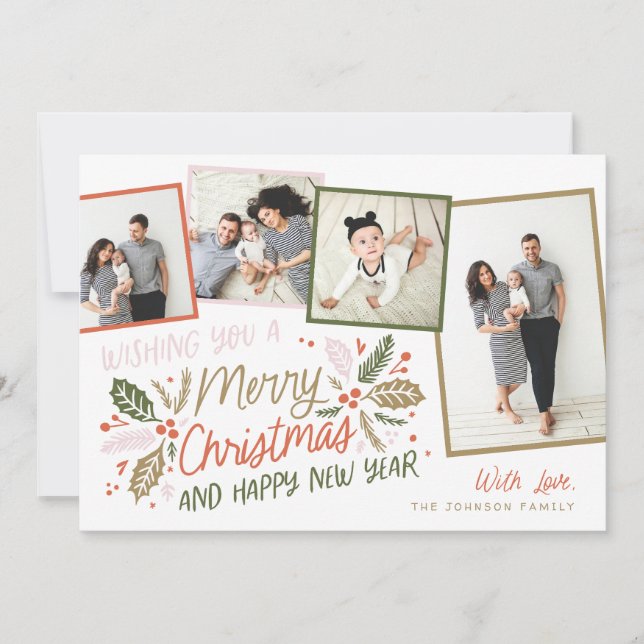 Tarjeta Festiva Instantánea inclinada de caracol de época 4 multif (Anverso)