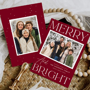 Tarjeta Festiva Instantánea moderna de arándano Merry and Bright 2