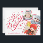 Tarjeta Festiva Instantáneas de Navidades floridos y merry a mano<br><div class="desc">Tarjeta de fotografía de navidad moderna con una exclusiva tipografía escrita a mano que dice "Merry and Bright"</div>