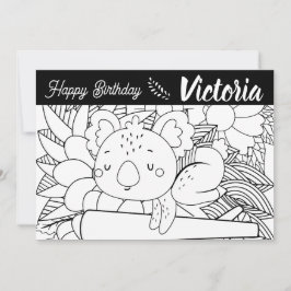Tarjeta Festiva Instructor de Yoga Koala Cumpleaños Floral para Co