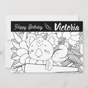 Tarjeta Festiva Instructor de Yoga Koala Cumpleaños Floral para Co