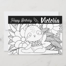 Tarjeta Festiva Instructor de Yoga Panda Cumpleaños Floral para Co