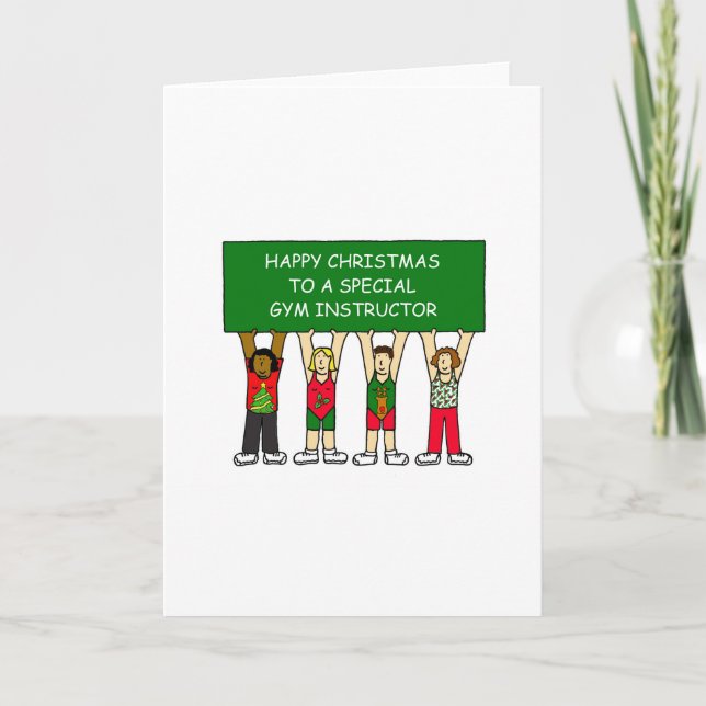 Tarjeta Festiva Instructores de gimnasia Navidades felices (Anverso)
