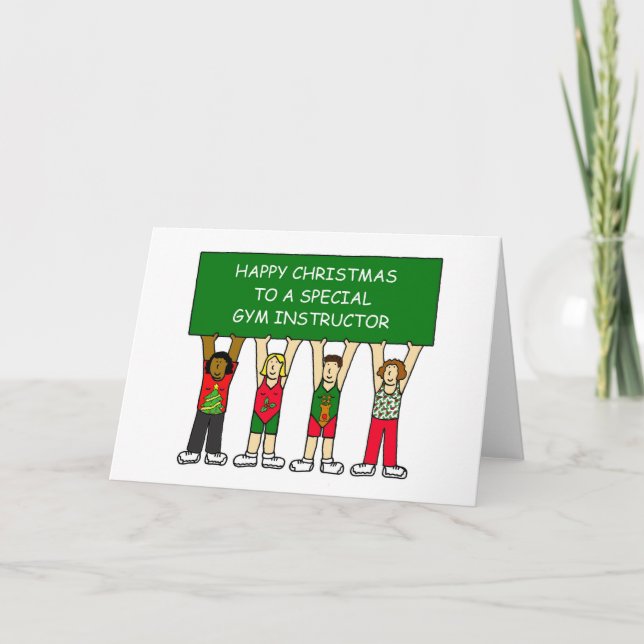 Tarjeta Festiva Instructores de gimnasia Navidades felices (Anverso)