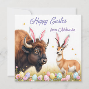 Tarjeta Festiva Insulina americana y pronghorn con orejas de conej