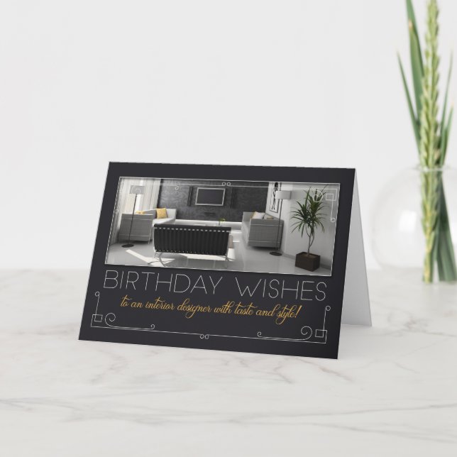 Tarjeta Festiva Interior moderno del cumpleaños del interiorista (Anverso)