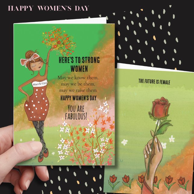 Tarjeta Festiva International WOMEN'S DAY Strong Women Quote Card (WOMENS DAY Funky March Girl Strong Women Card (2))
