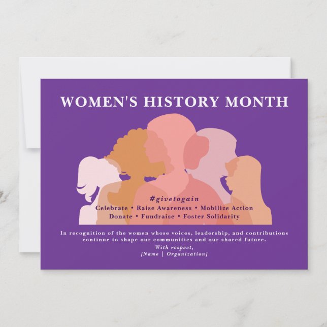 Tarjeta Festiva International Womens Day Women History Recognition (Anverso)