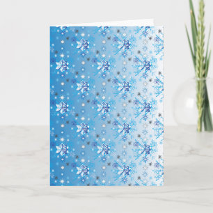Tarjeta Festiva Intrincadas estrellas y copos de nieve azules y bl