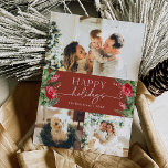 Tarjeta Festiva Invernales Botánicas Burdeos Rojo Moderno Letra Fo<br><div class="desc">Esta colección presenta flores rojas de acuarela,  bayas y vegetación invernal con tipografía moderna y elegante,  con un reverso de patrón botánico invernal.</div>