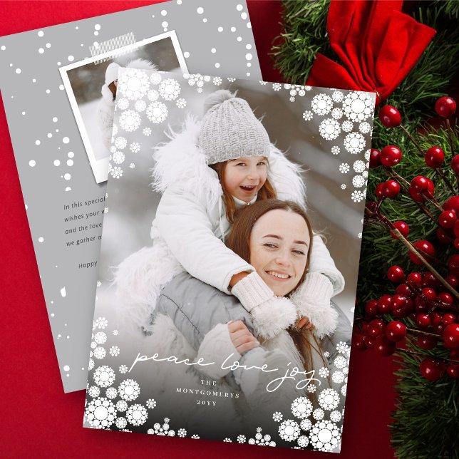 Tarjeta Festiva Invierno Copos de Nieve Enfrentados Felices Fiesta (Subido por el creador)