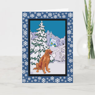 Tarjeta Festiva Invierno de Irish Setter Nevado