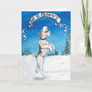 Tarjeta Festiva Invierno del fox terrier del alambre