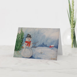 Tarjeta Festiva Invierno del muñeco de nieve