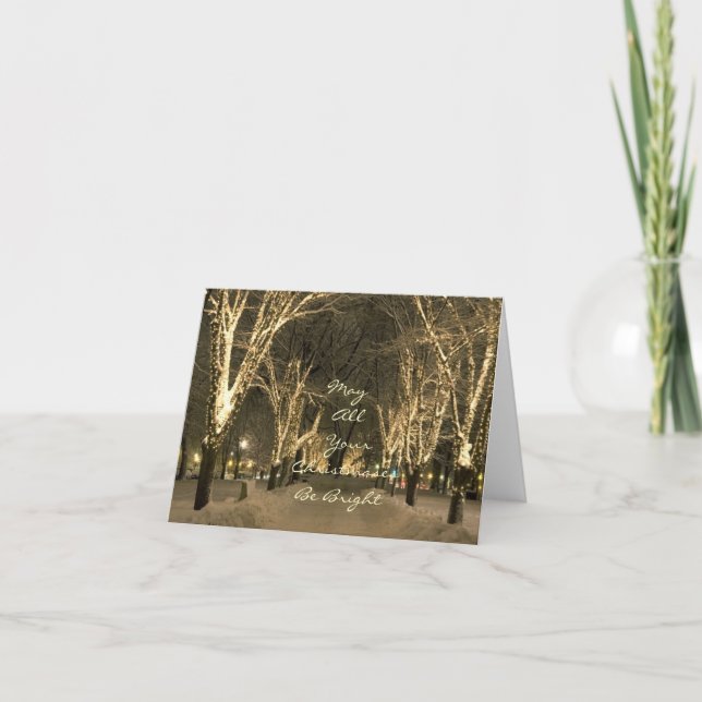 Tarjeta Festiva Invierno en Boston - escena del parque (Anverso)