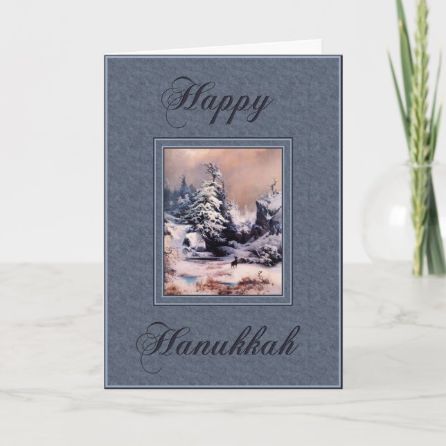 Tarjeta Festiva Invierno en el Hanukkah de las rocas (Anverso)