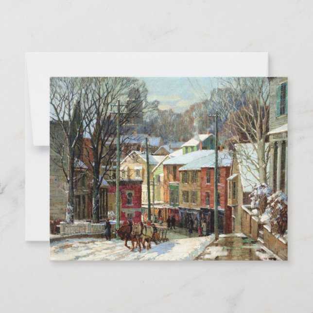 Tarjeta Festiva Invierno en Gloucester, pintura artística fina (Anverso)