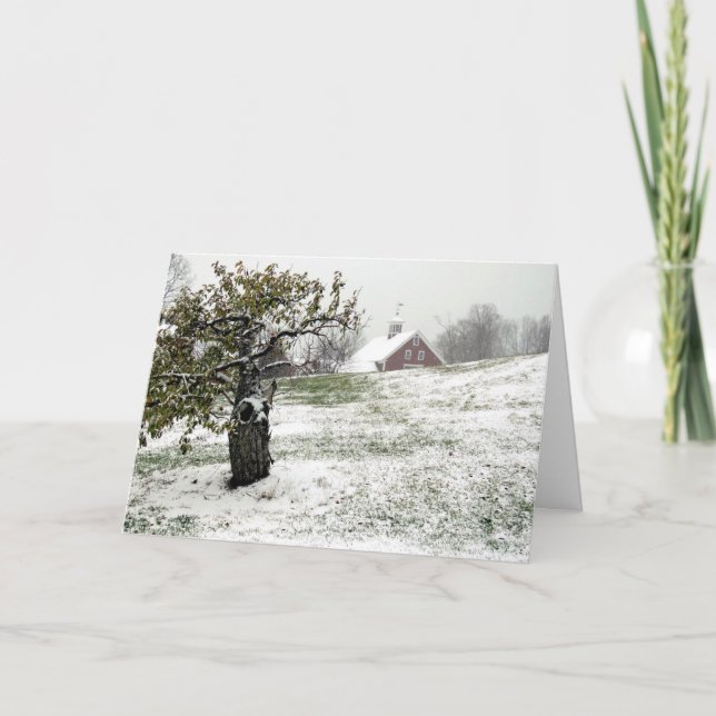Tarjeta Festiva Invierno en una granja Hollis, NH (Anverso)