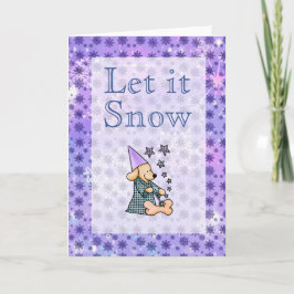 Tarjeta Festiva Invierno lindo Copos de nieve Perro Bebé Azul