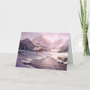 Tarjeta Festiva INVIERNO LOG CABIN de SHARON SHARPE