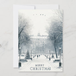 Tarjeta Festiva Invierno Mágico en Kiev - Acuarela Minimalista