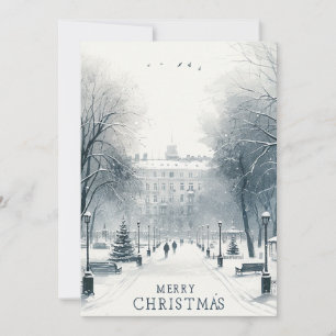 Tarjeta Festiva Invierno Mágico en Kiev - Acuarela Minimalista