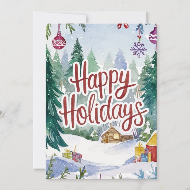 Tarjeta Festiva Invierno Místico Encantado Feliz Invierno (Anverso)