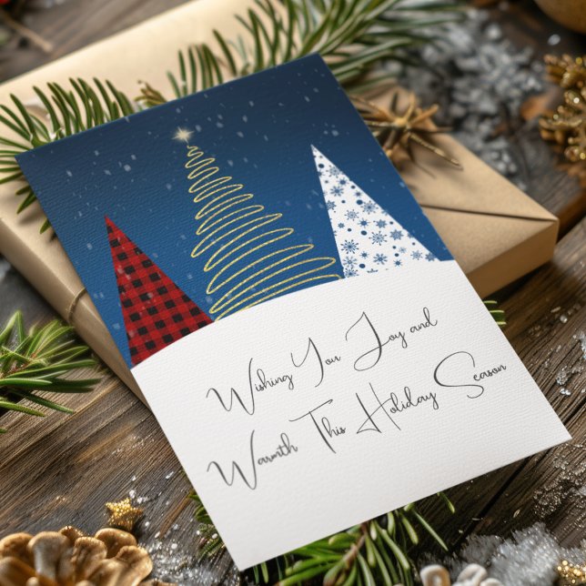 Tarjeta Festiva Invierno moderno Feliz Árboles de vacaciones (Subido por el creador)