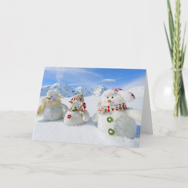 Tarjeta Festiva Invierno, Nieve, Sol Y Diversión, Navidades (Anverso)